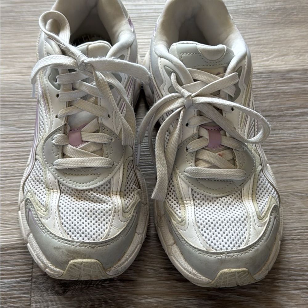 White and Gray Athletic Sneakers